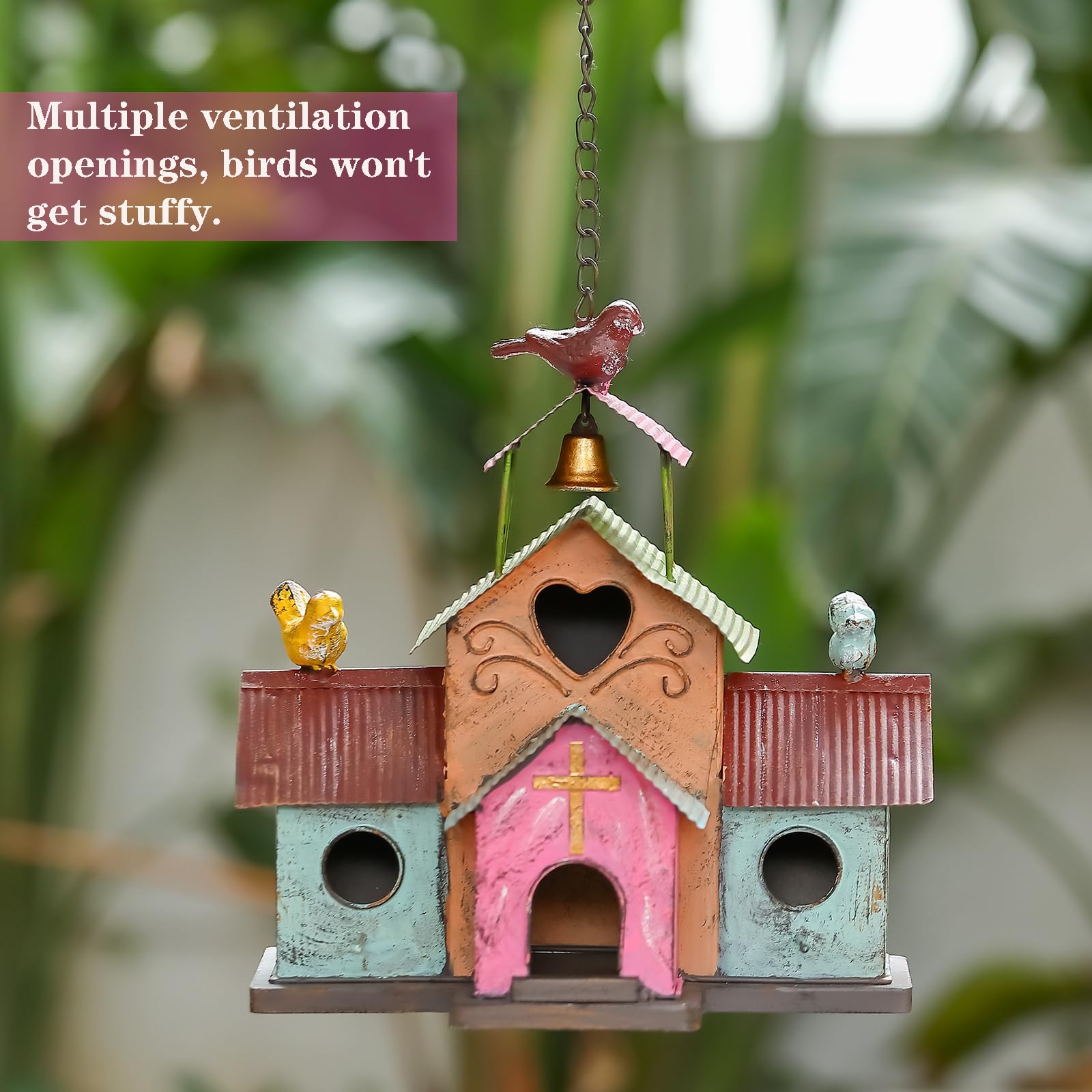Close-up of the perching bird detail on MOCOME bird house