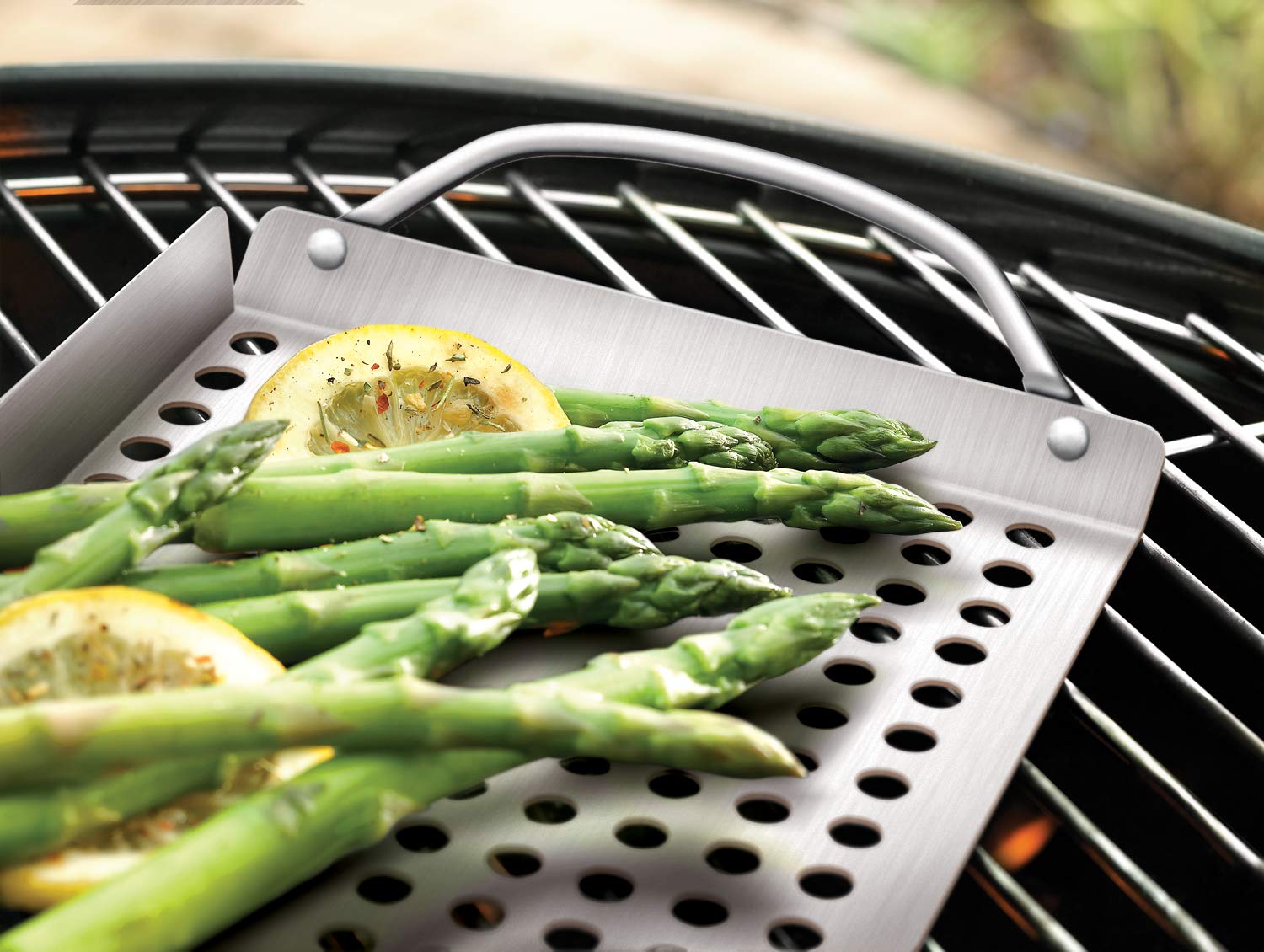 Close-up of the perforated design of Outset grill toppers