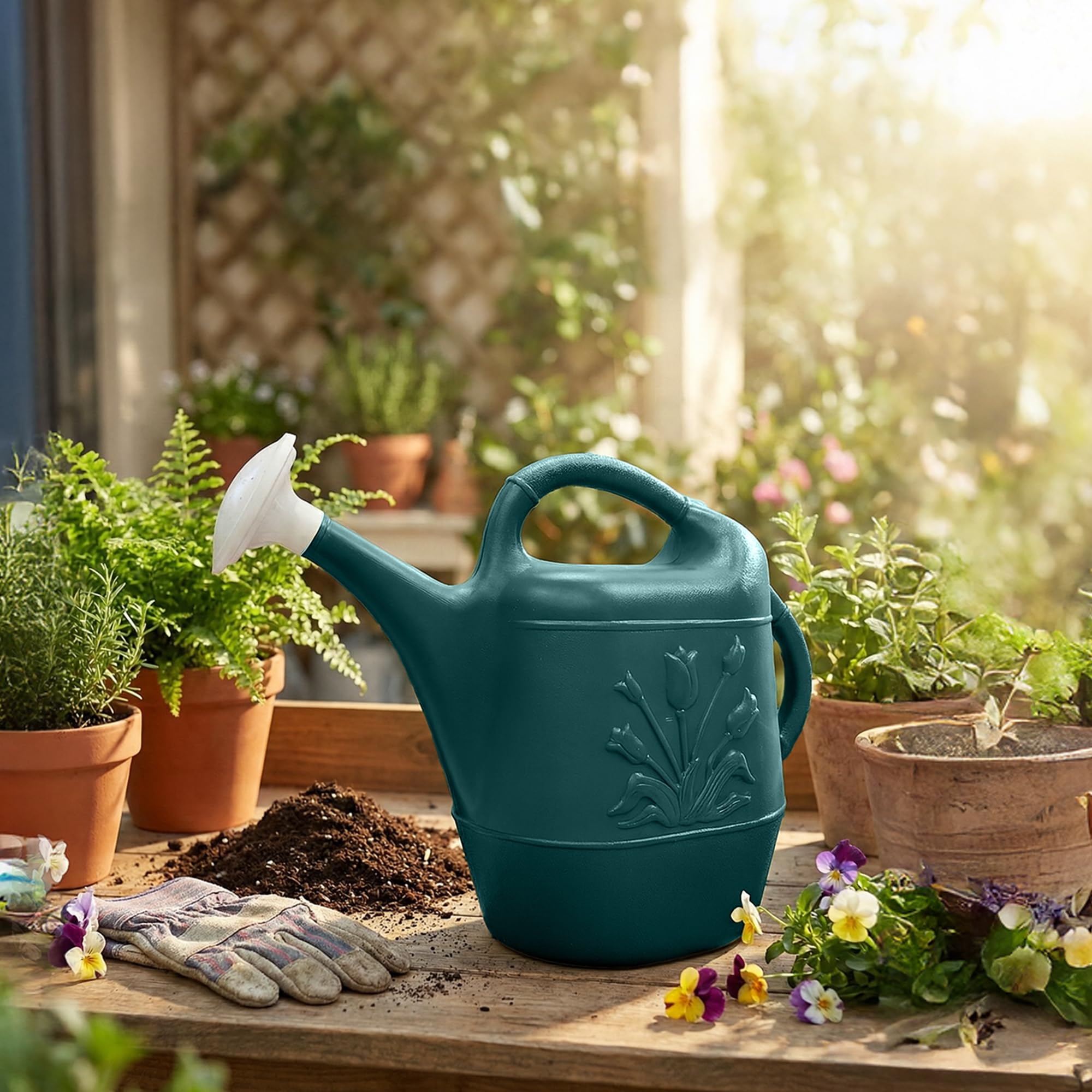 Close-up of the pouring spout of Union Products Watering Can