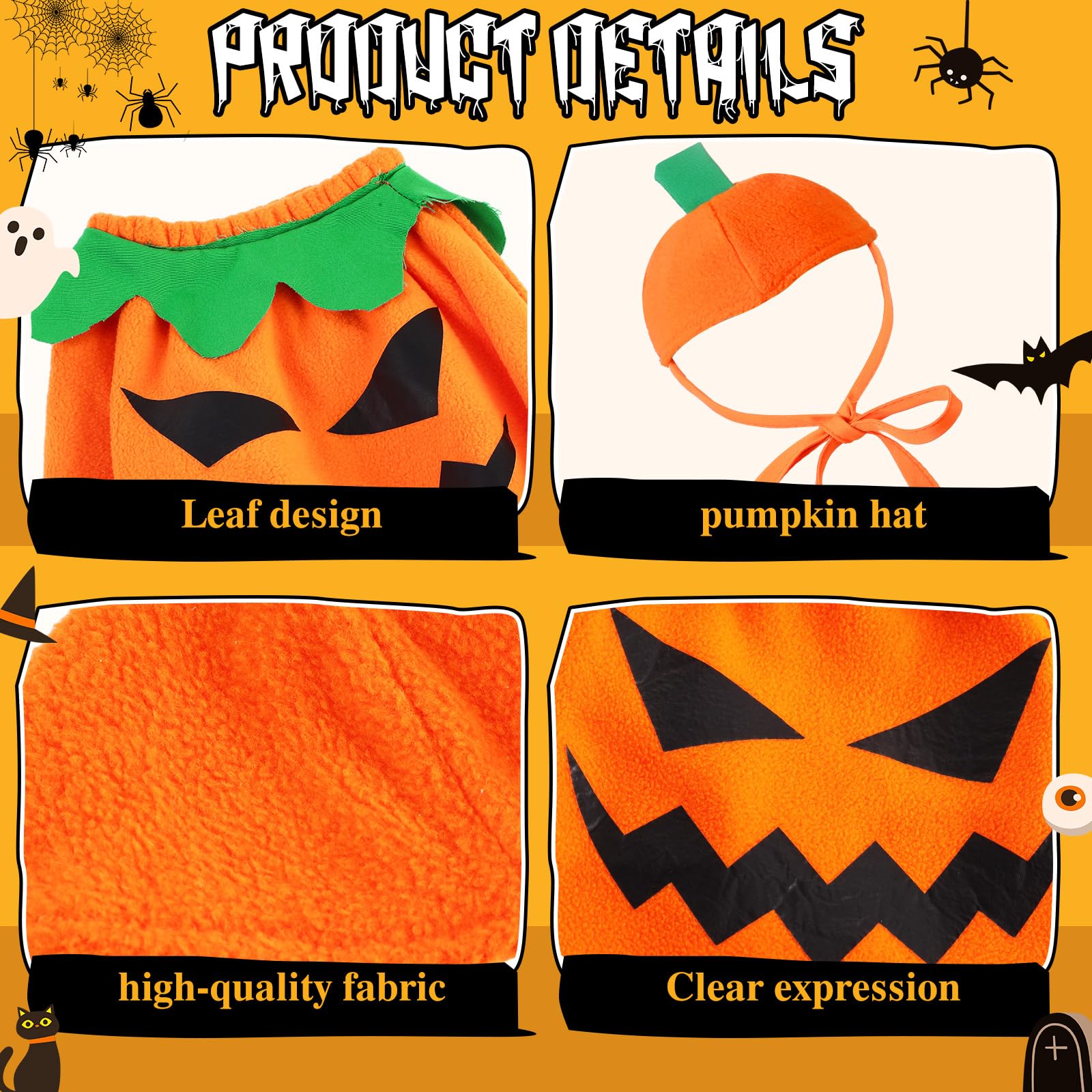 Close-up of the pumpkin expression on the goose outfit