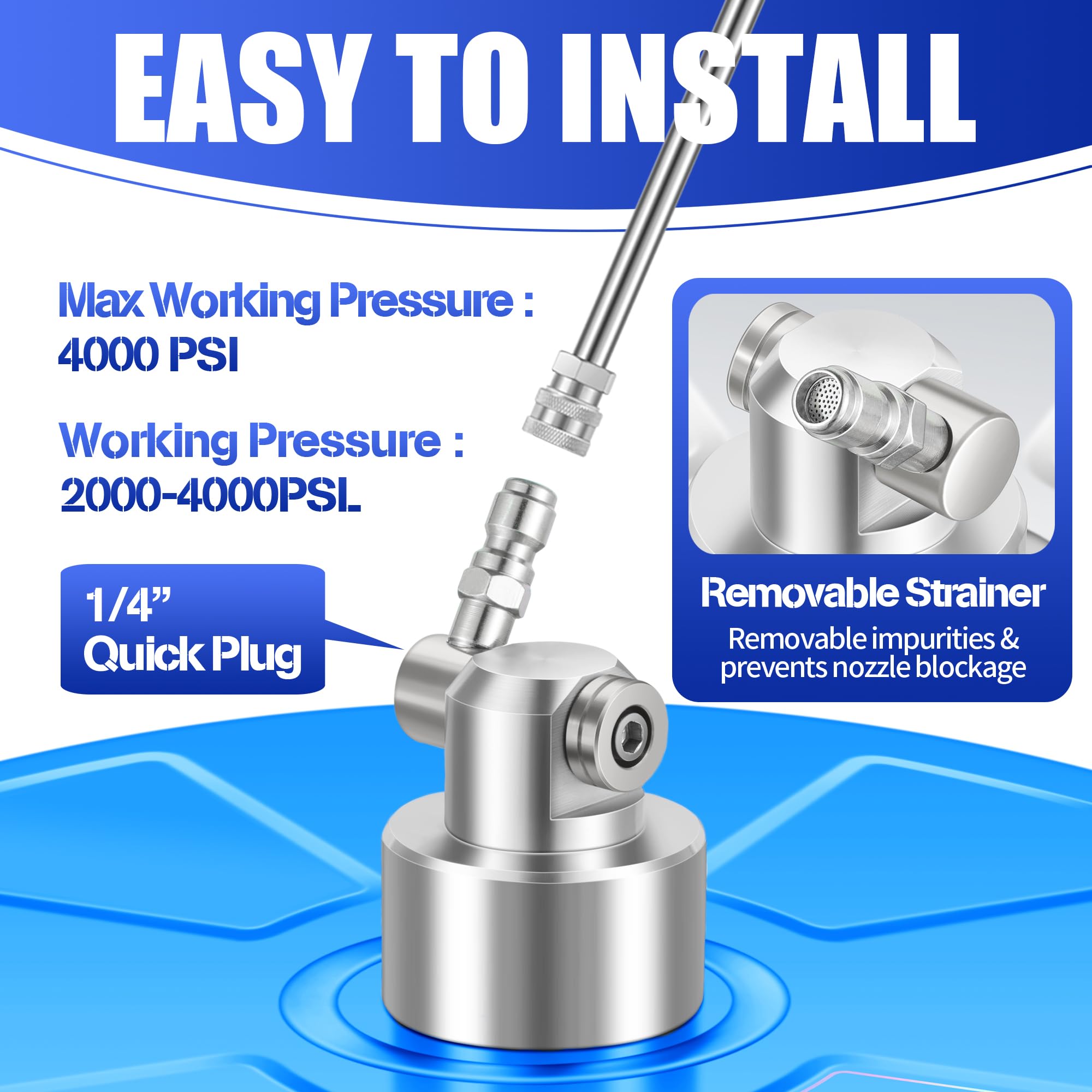 Close-up of the quick-connect plug on LidoDola surface cleaner