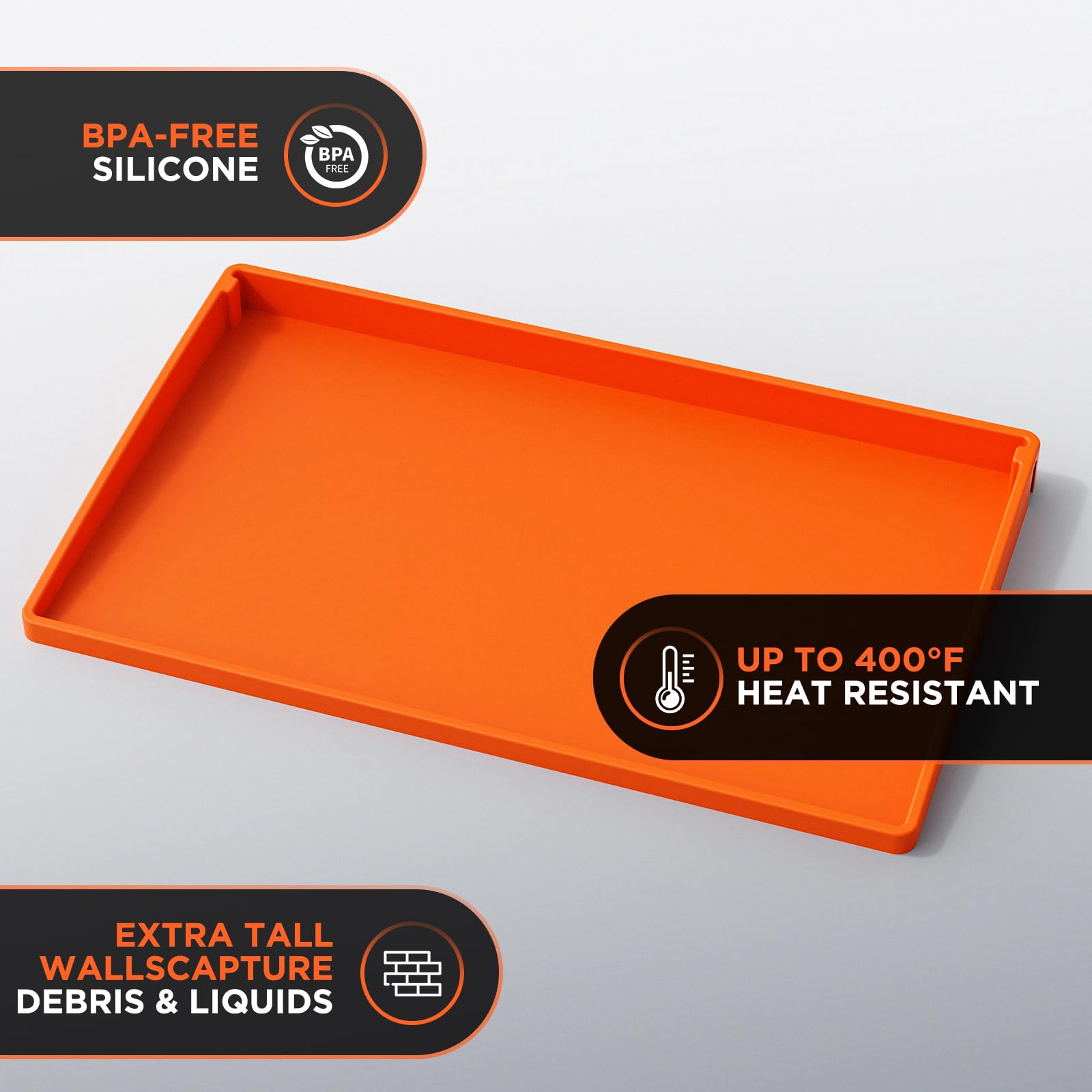 Close-up of the raised edge design of the silicone mat