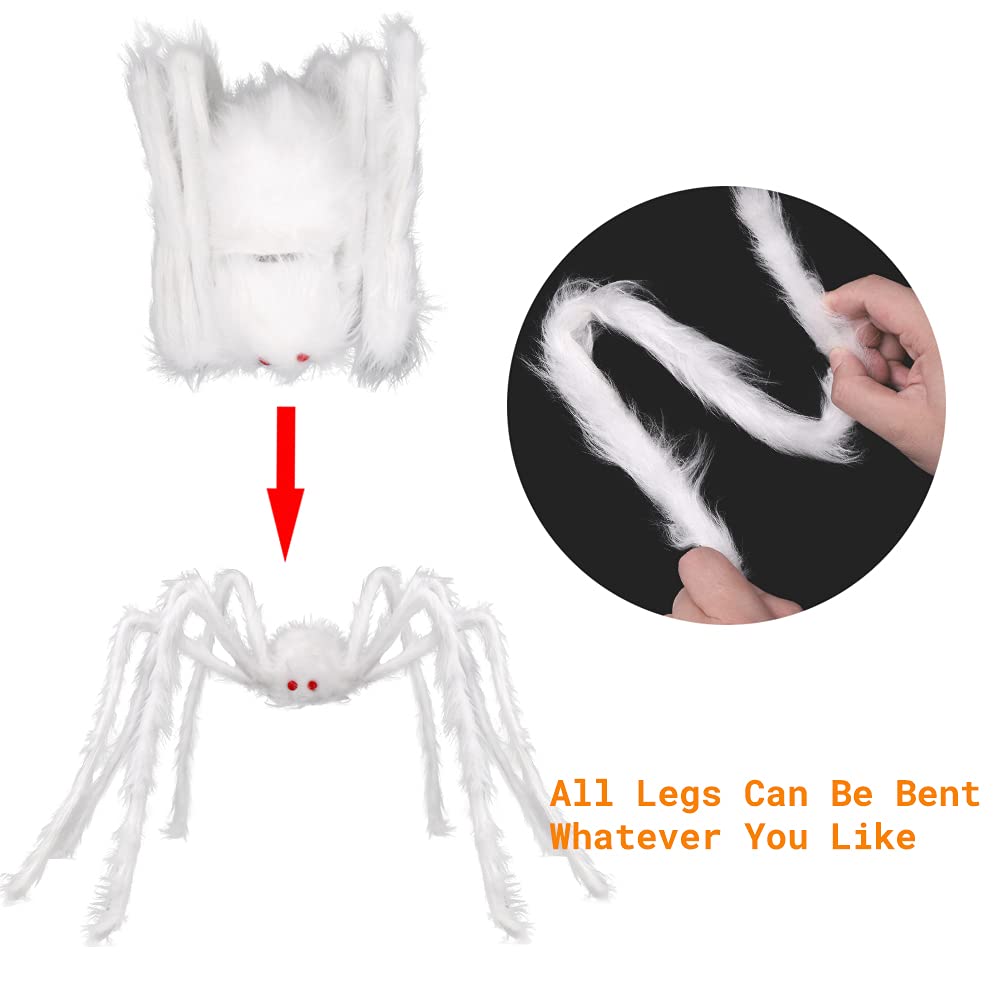 Close-up of the realistic red eyes of the DIYDEC Halloween Spider