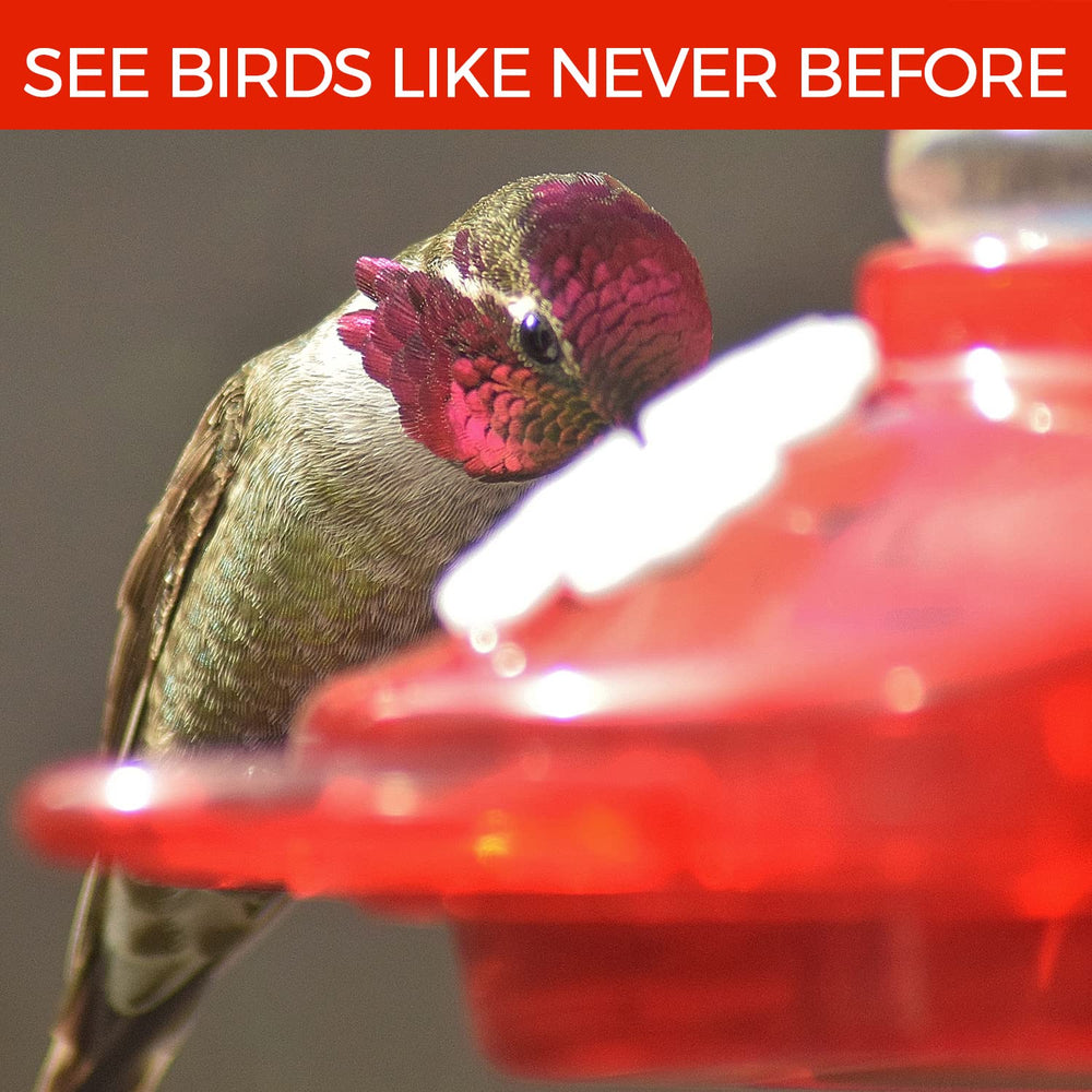 Close-up of the red flower on Nature Anywhere hummingbird feeder
