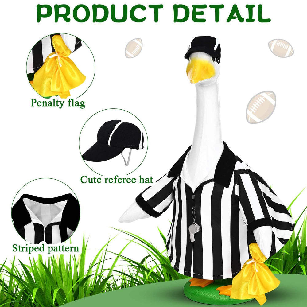 Close-up of the referee goose shirt and hat set