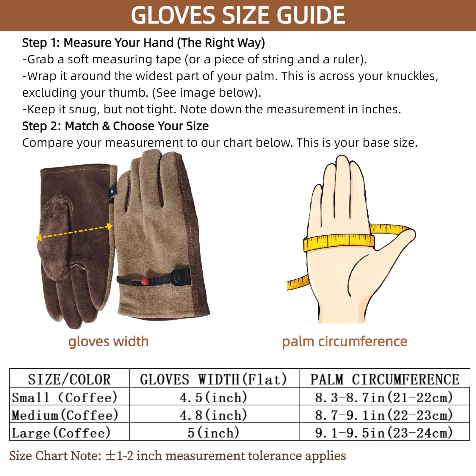 Close-up of the reinforced palm of AOUCHI Leather Work Gloves