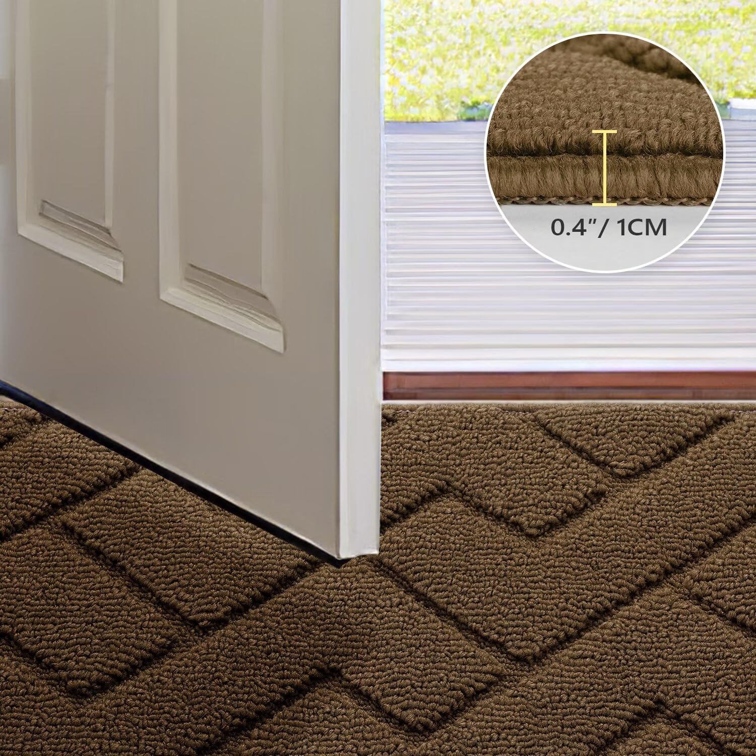 Close-up of the rib fabric texture on hicorfe doormat