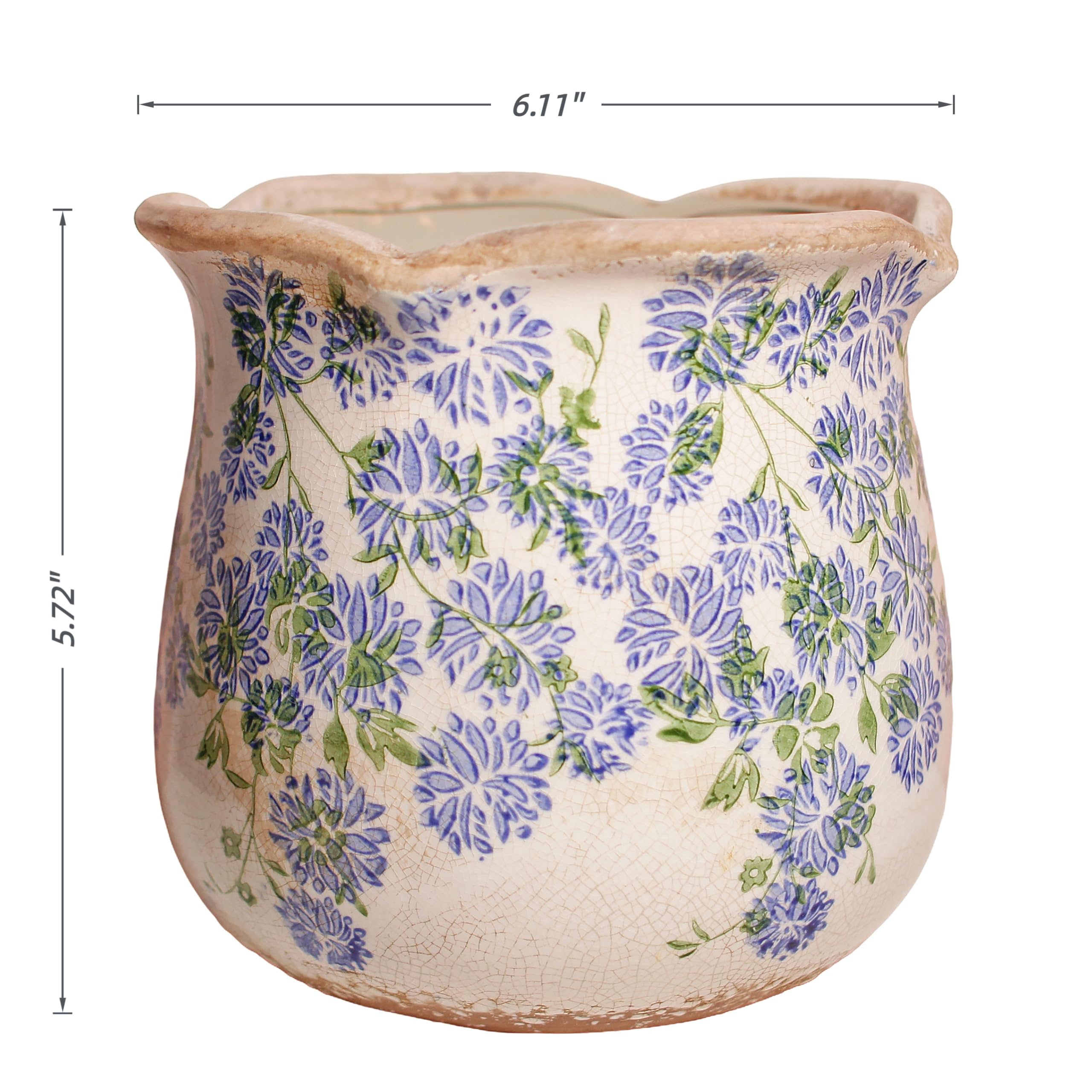 Close-up of the rustic finish on Xiaan Jiaju Vintage Ceramic Plant Pot