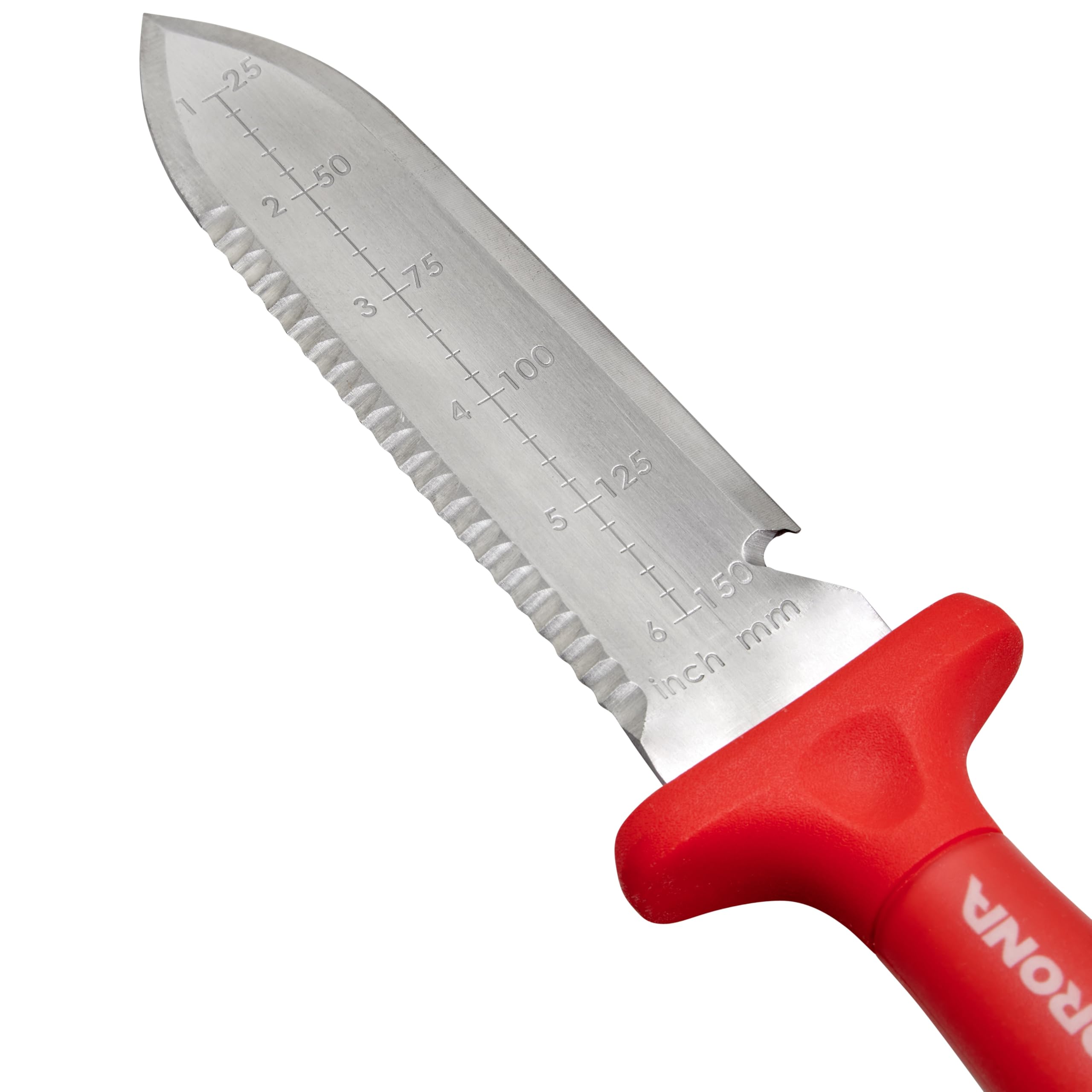 Close-up of the sharp blade of the Corona Hori Garden Knife