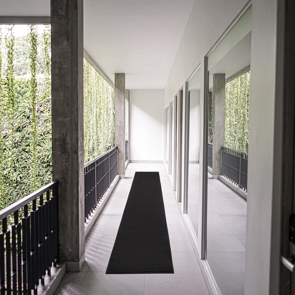 Close-up of the soft texture of Nourison Essentials Black Runner Rug