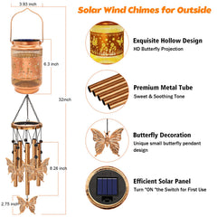 Close-up of the solar lantern feature on the wind chime