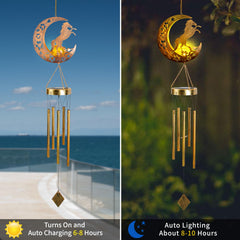 Close-up of the solar panel on the JOBOSI Moon Horse Wind Chime