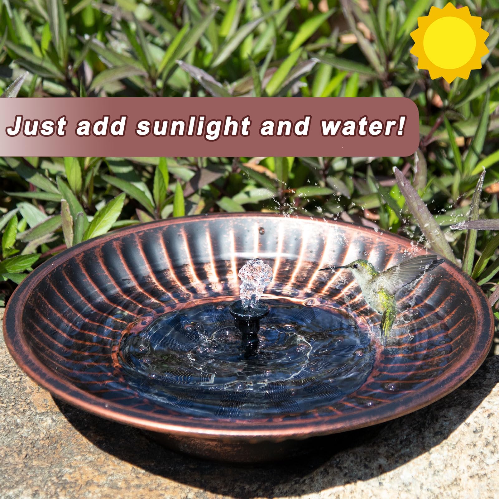 Close-up of the solar pump in the AIHAOKAN Bird Bath