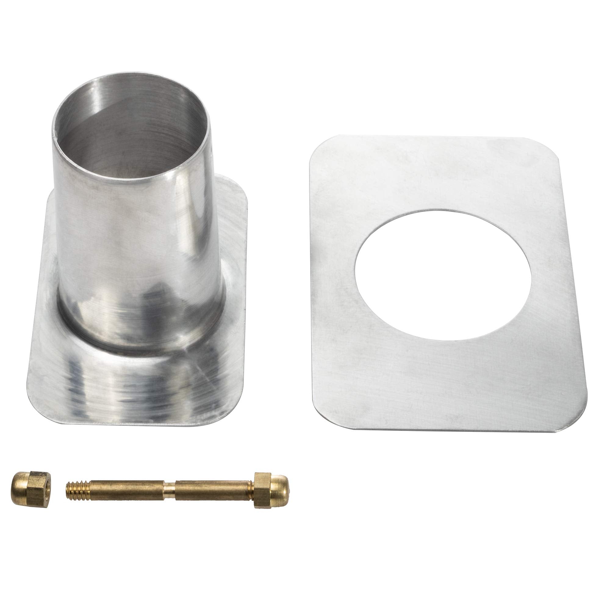 Close-up of the solid brass bolt and nut of the gutter adapter