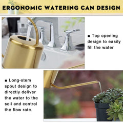 Close-up of the spout of REMIAWY stainless steel watering can