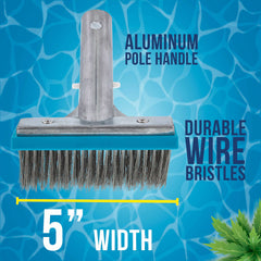 Close-up of the stainless steel wire bristles on the U.S. Pool Supply Pool Brush