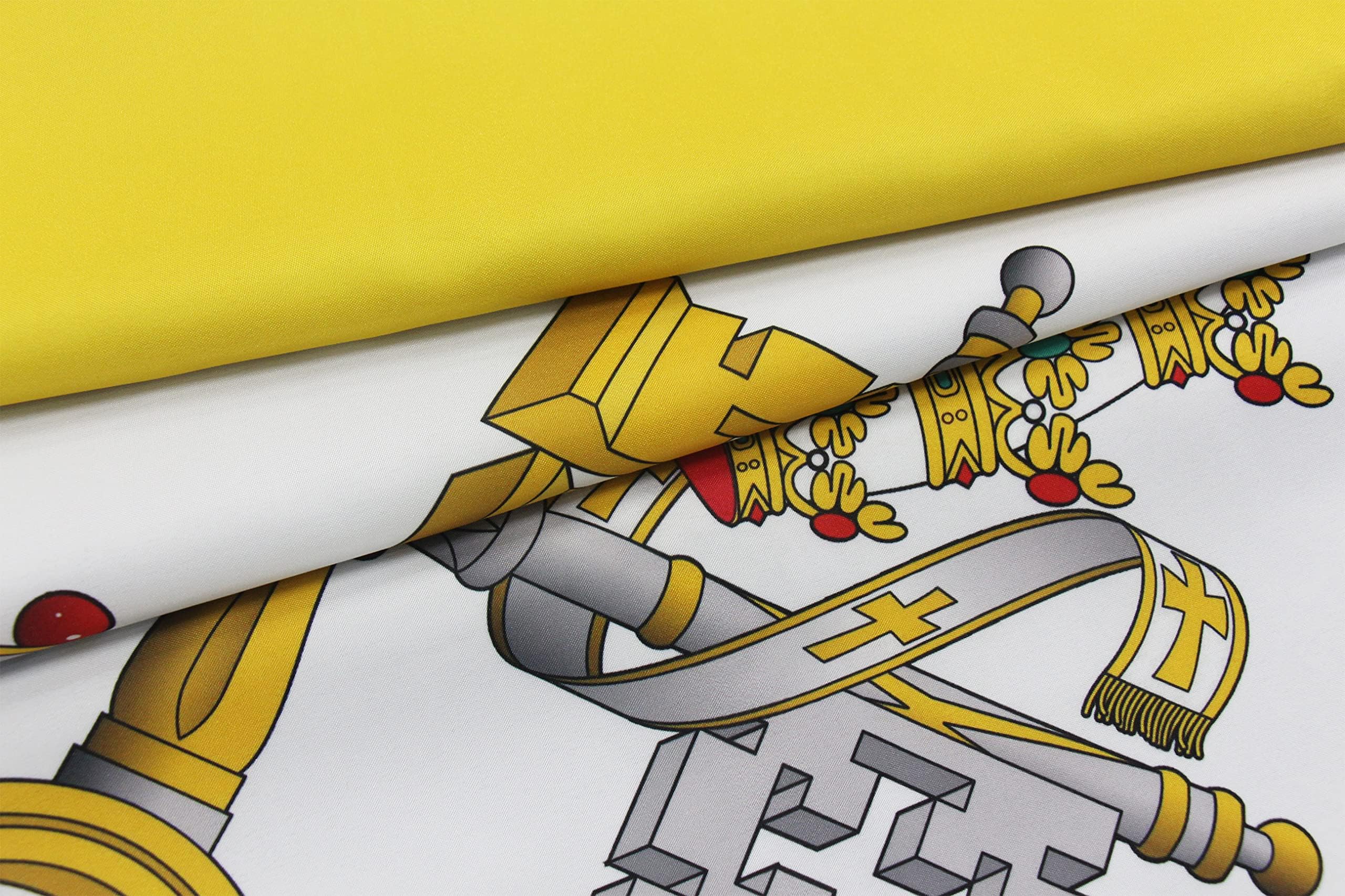 Close-up of the stitching on the Vatican Flag edges