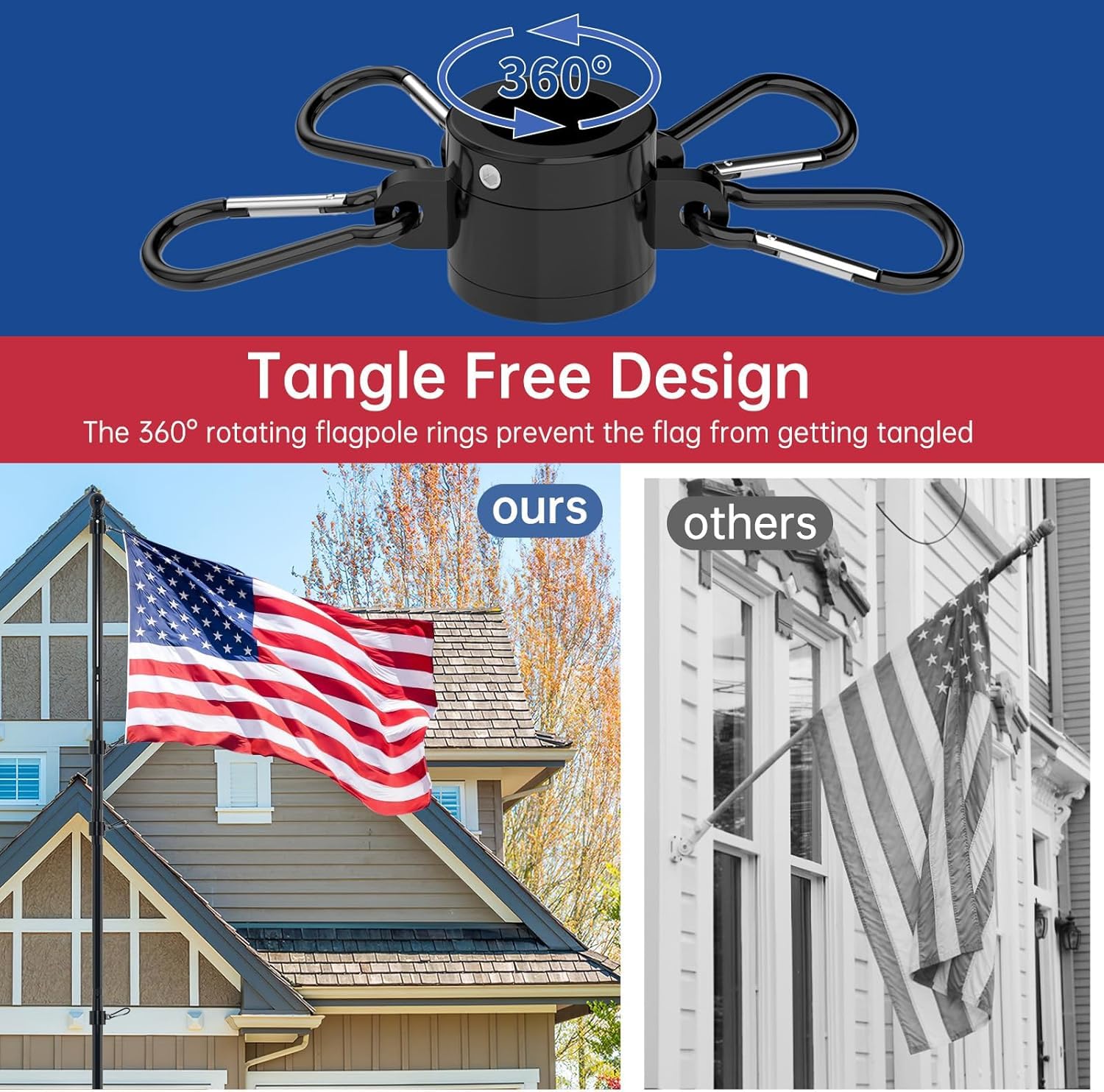 Close-up of the sturdy black flagpole design