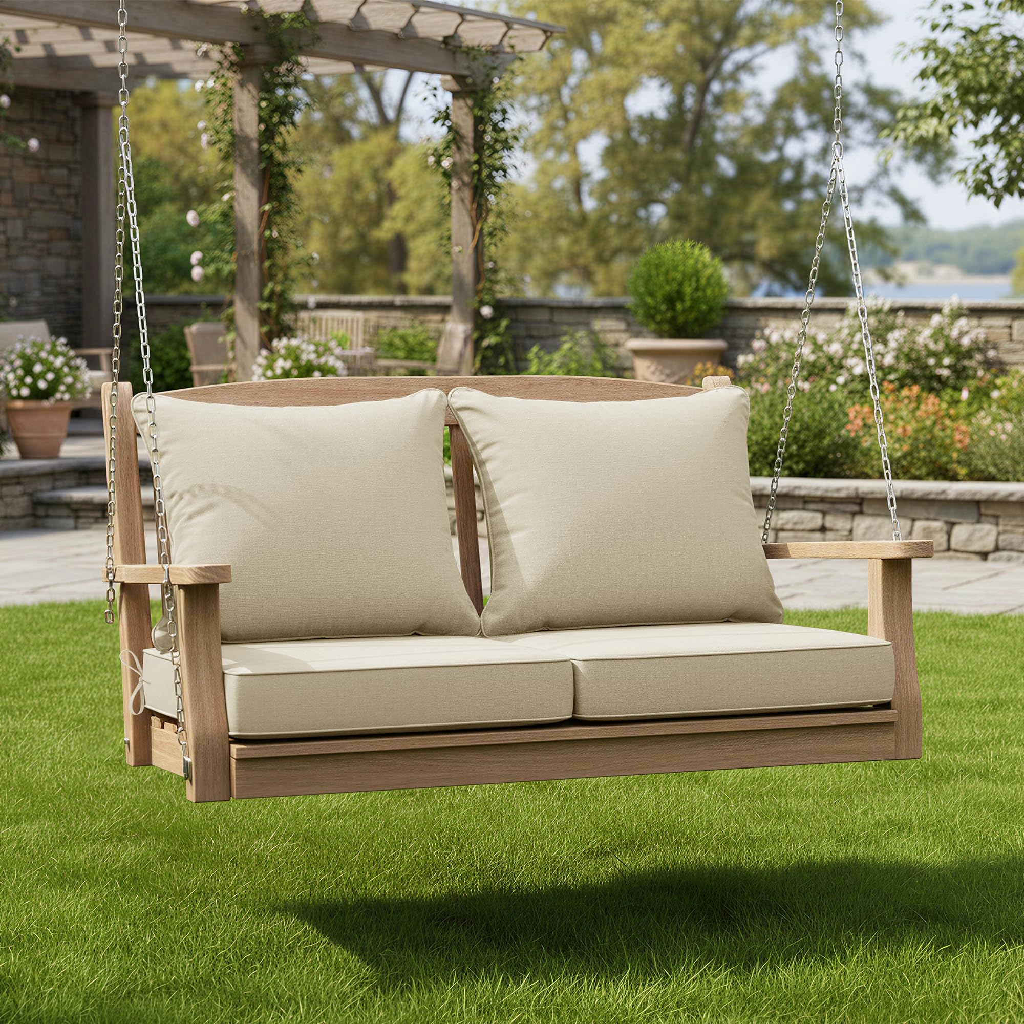 Close-up of the Summsun patio chair cushions showing the fabric texture