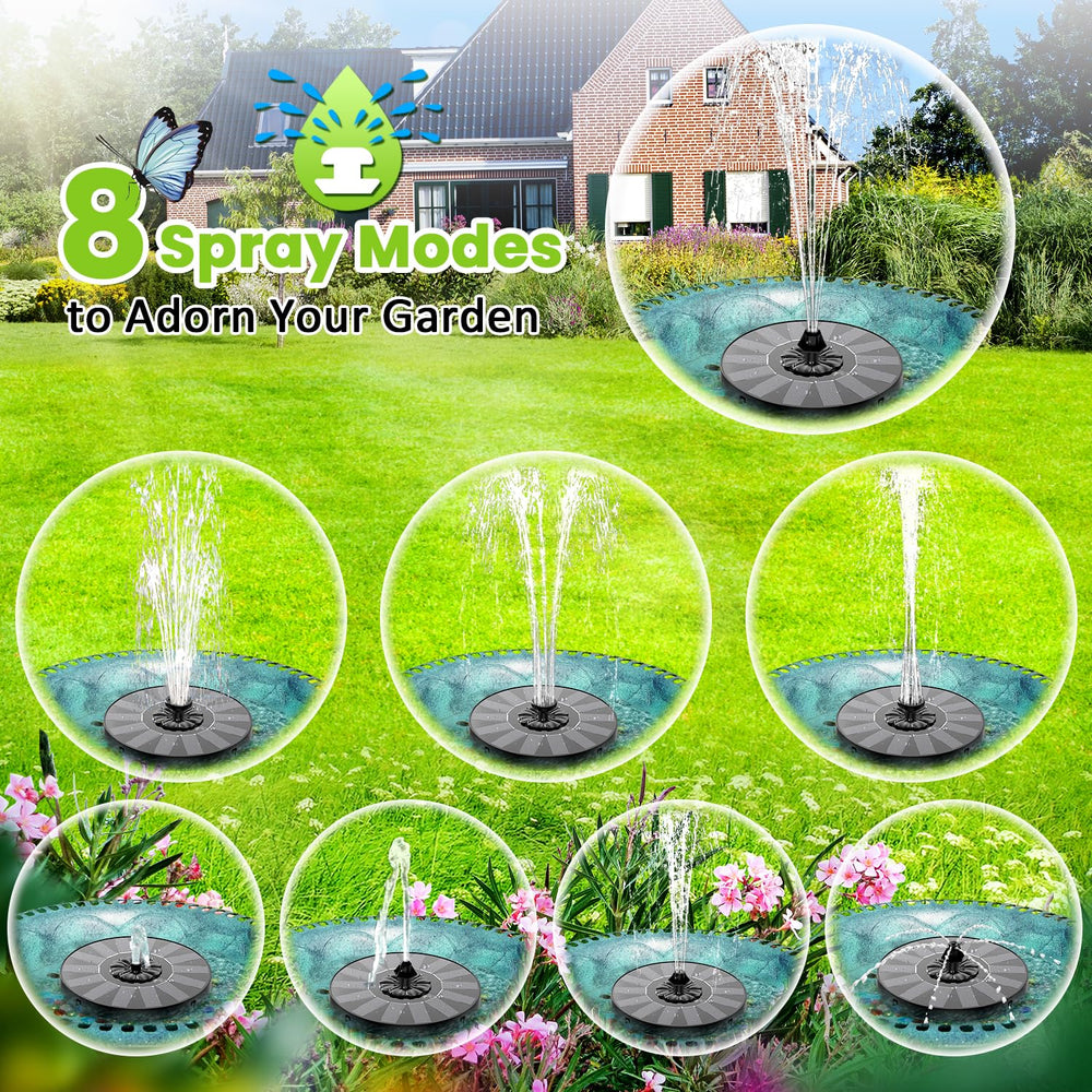Close-up of the SZMP solar fountain's 7-in-1 nozzle system