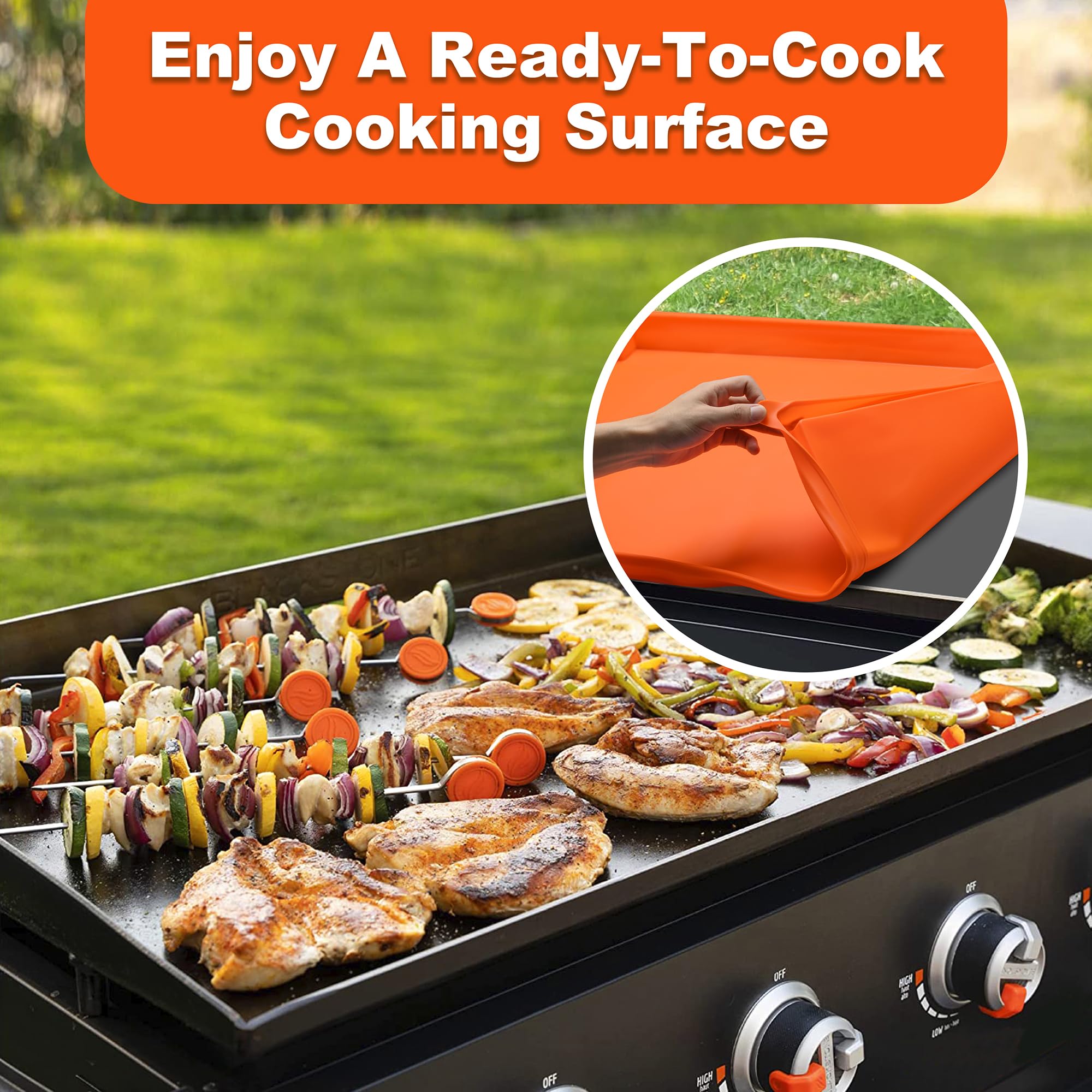 Close-up of the texture of NancyL Silicone Cover Mat for Blackstone 28" XL Griddle