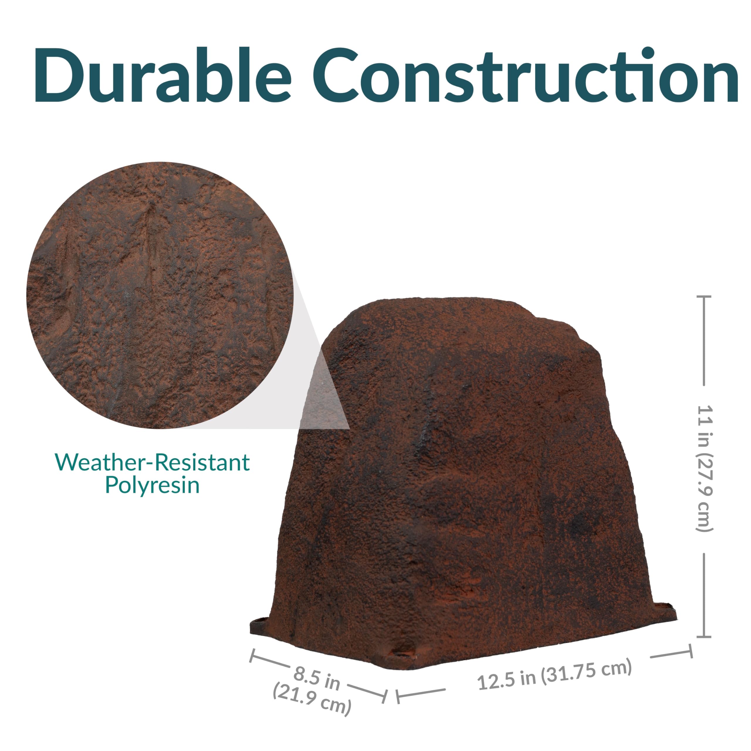 Close-up of the texture on the brown faux rock cover