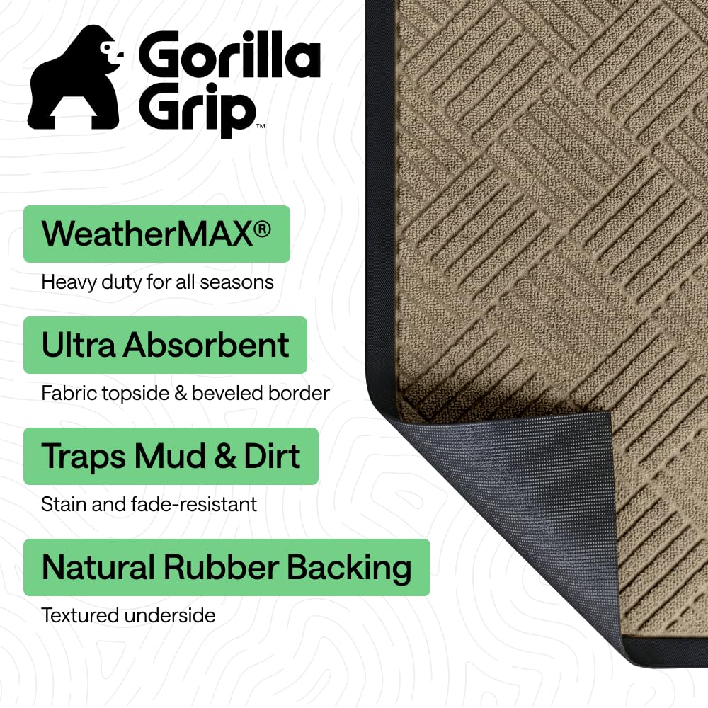 Close-up of the textured surface of GORILLA GRIP WeatherMAX Door Mat