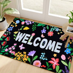 Close-up of the textured surface of the Likiyol Floral Door Mat