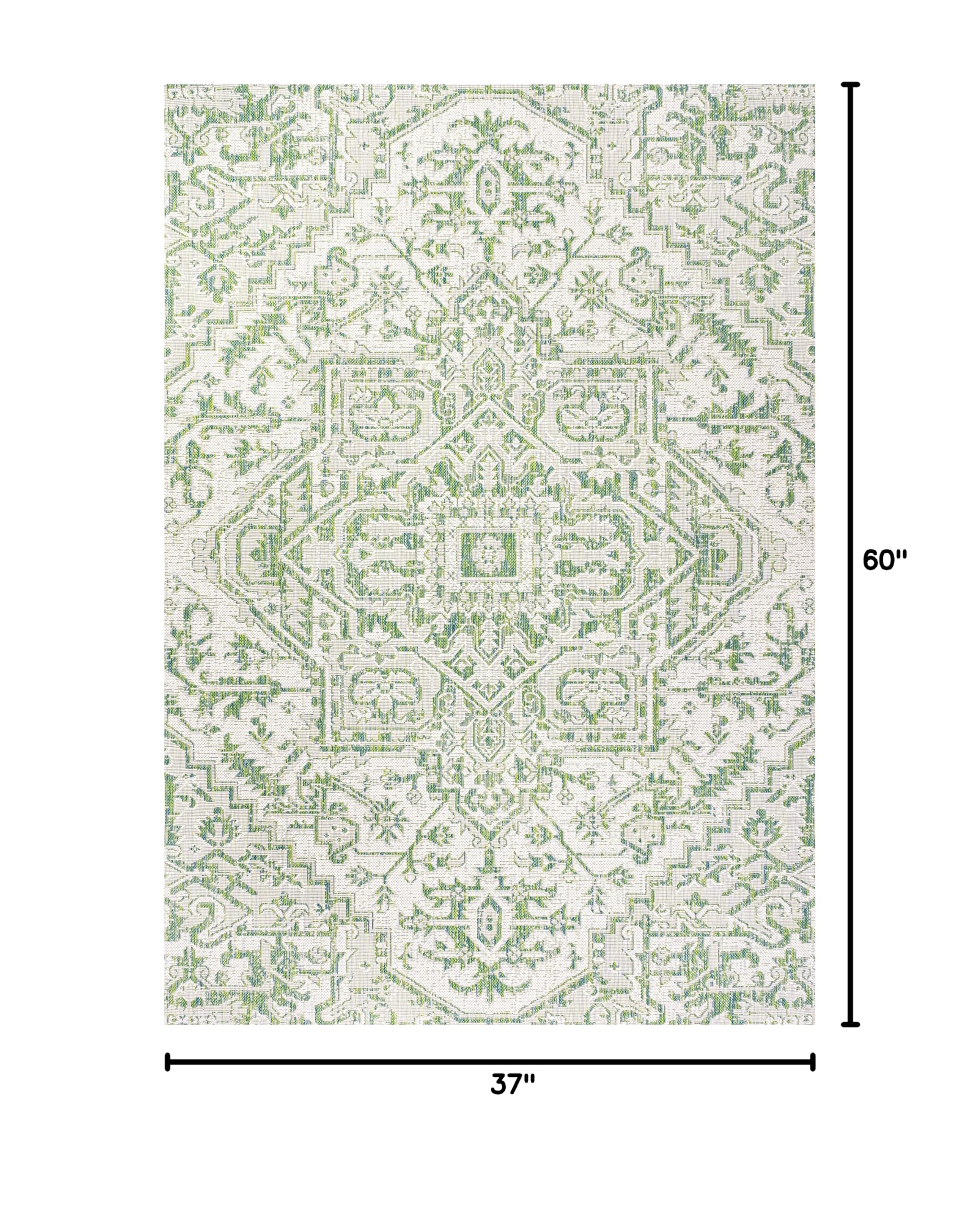 Close-up of the textured weave of JONATHAN Y Boho Medallion Area Rug