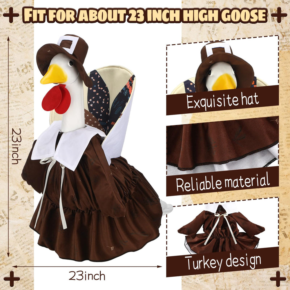 Close-up of the Thanksgiving goose costume showing the 'Eat chicken' sign