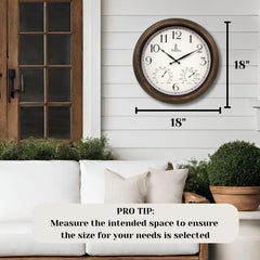 Close-up of the thermometer and hygrometer on the bronze outdoor clock