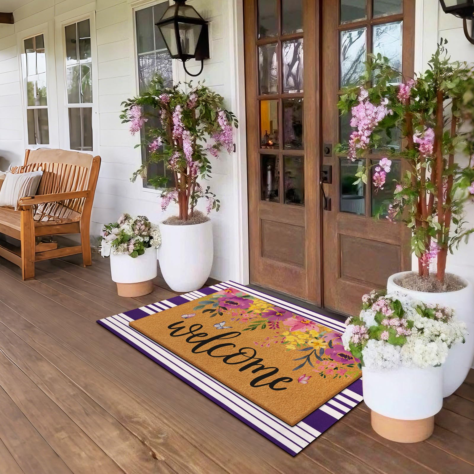 Close-up of the Tinideya doormat showing non-slip rubber backing