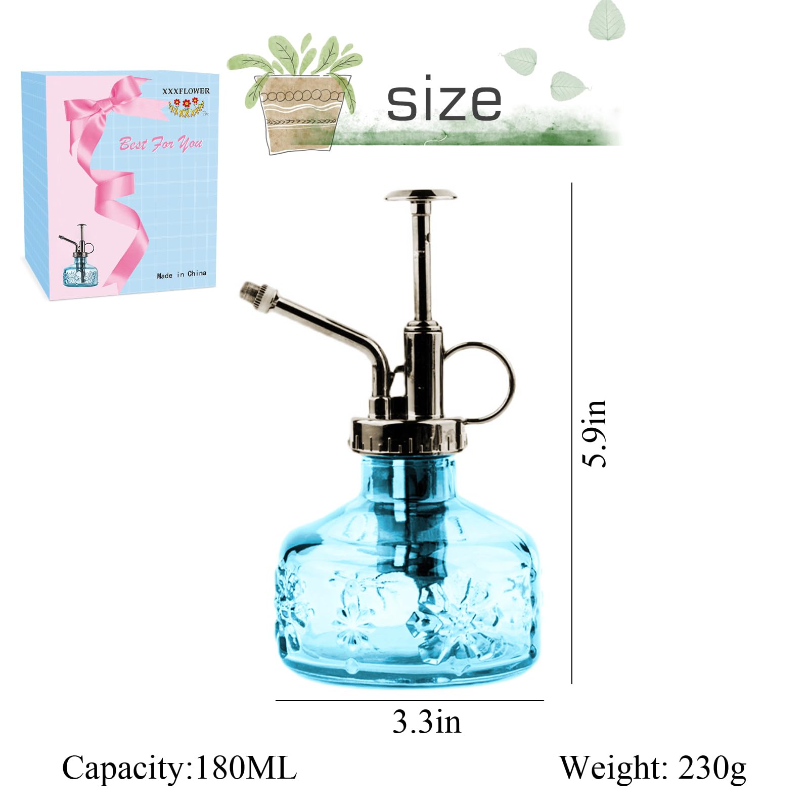 Close-up of the top pump of XXXFLOWER Glass Plant Mister