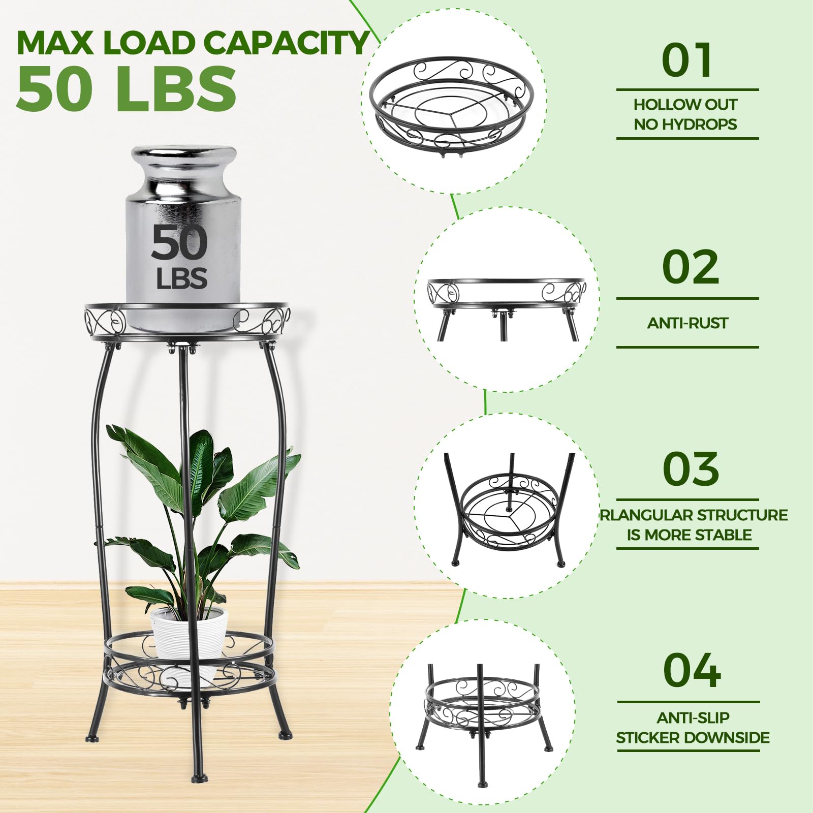 Close-up of the top shelf of LOYAL TIGER Plant Stand with plants