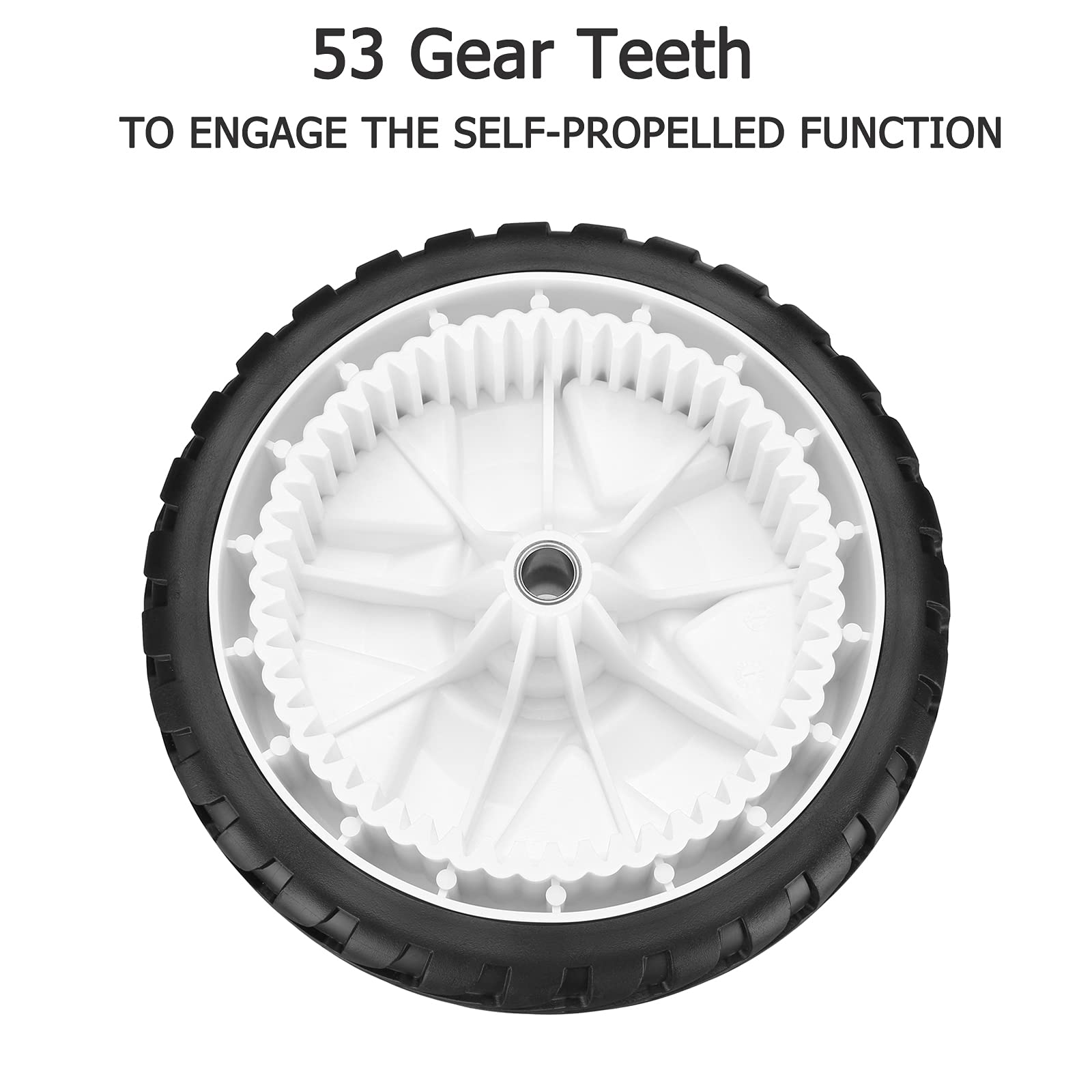 Close-up of the tread on Fourtry Toro mower front wheel