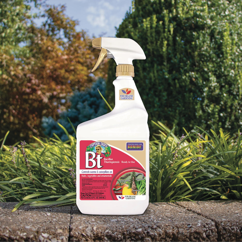 Close-up of the trigger sprayer of Bonide Captain Jack's BT spray