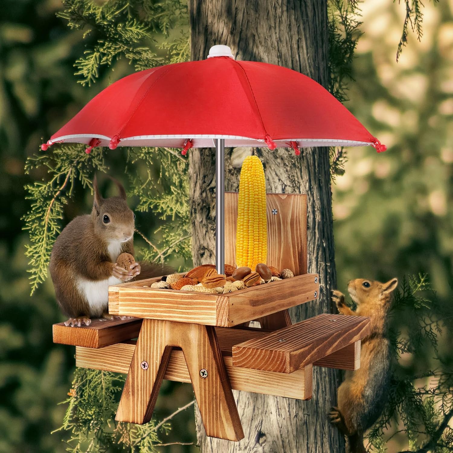 Close-up of the umbrella on Gnodry Squirrel Feeder
