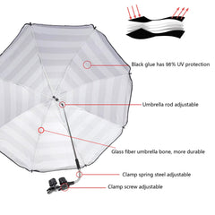 Close-up of the UNIVERSAL CLIP installation on a beach chair