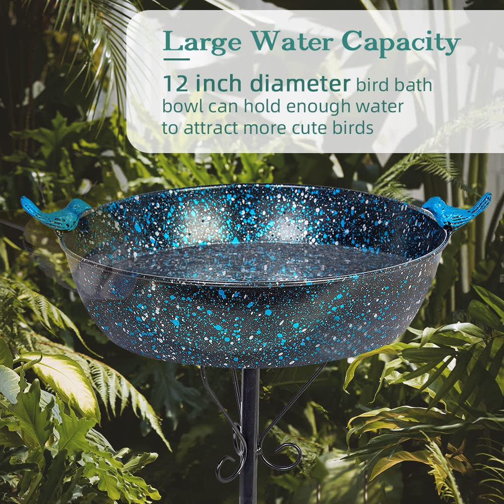 Close-up of the VEWOSTAR bird bath's blue finish