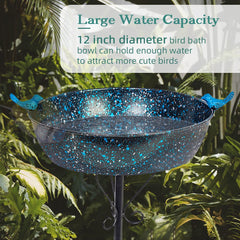 Close-up of the VEWOSTAR bird bath's blue finish