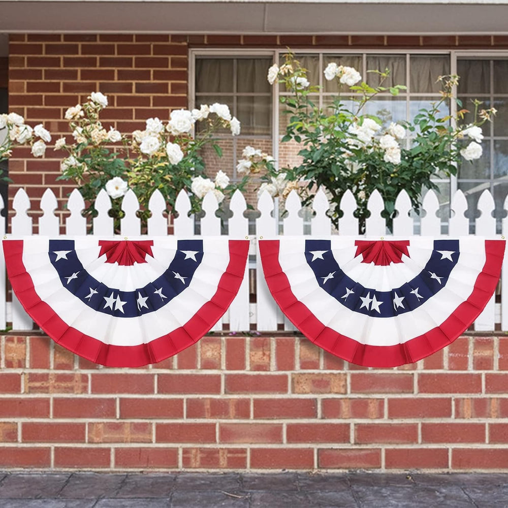 Close-up of the vibrant colors on the Rtudan American Pleated Fan Flag
