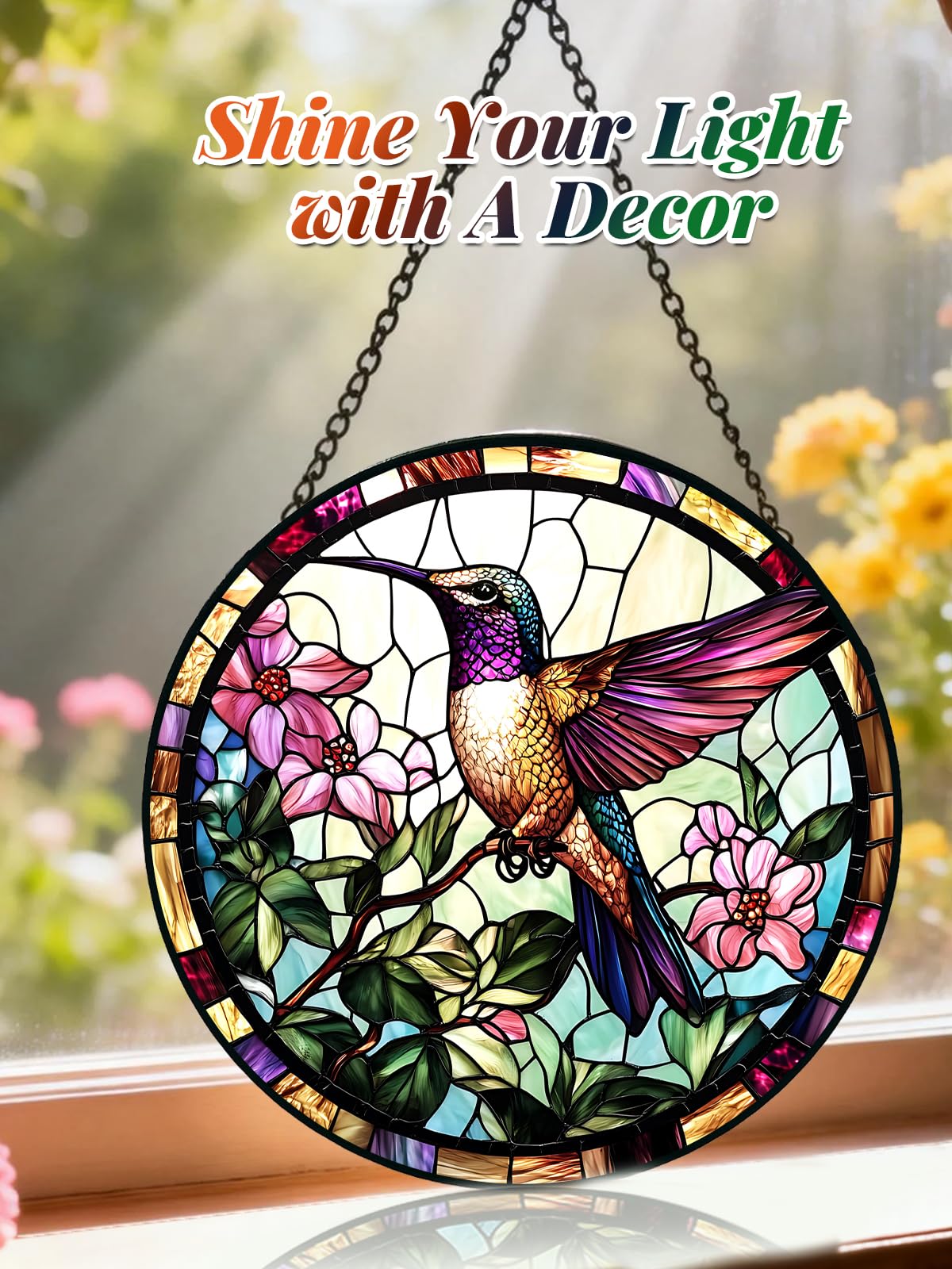 Close-up of the vibrant colours in the hummingbird suncatcher