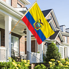 Close-up of the vibrant colours on the Ecuador Flag