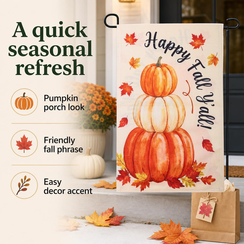 Close-up of the vibrant pumpkin design on the flag