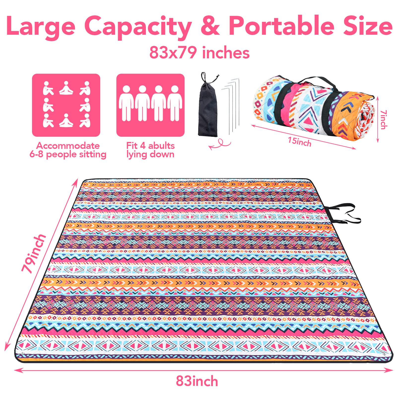 Close-up of the waterproof backing of the PY SUPER MODE Picnic Blanket