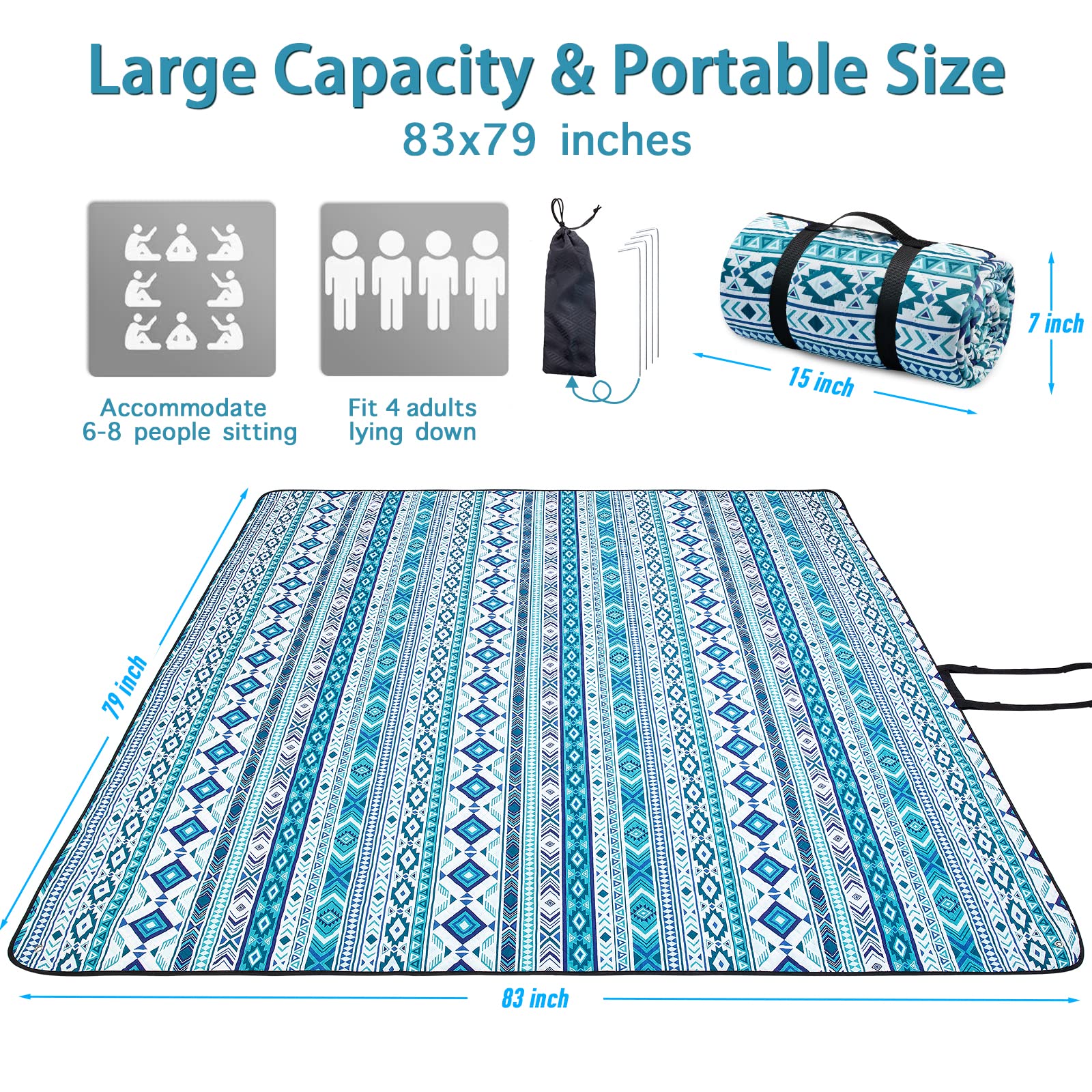 Close-up of the waterproof bottom of PY SUPER MODE picnic blanket