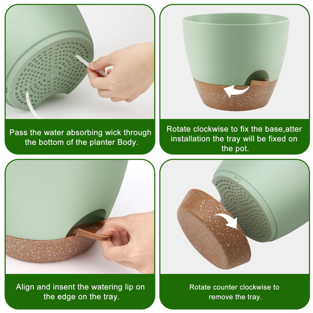 Close-up of the wick system in QRRICA self-watering pot