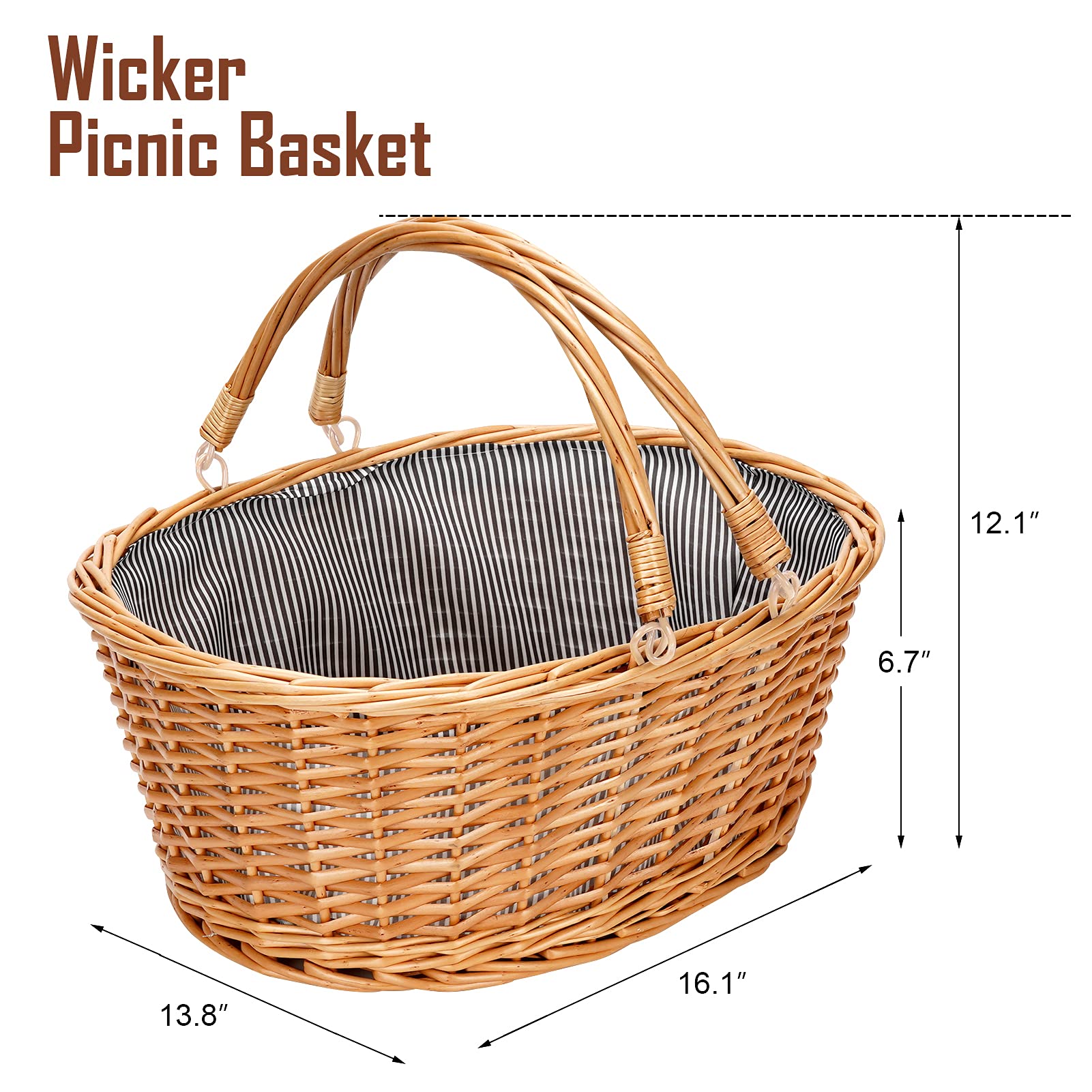 Close-up of the wicker material and polyester liner