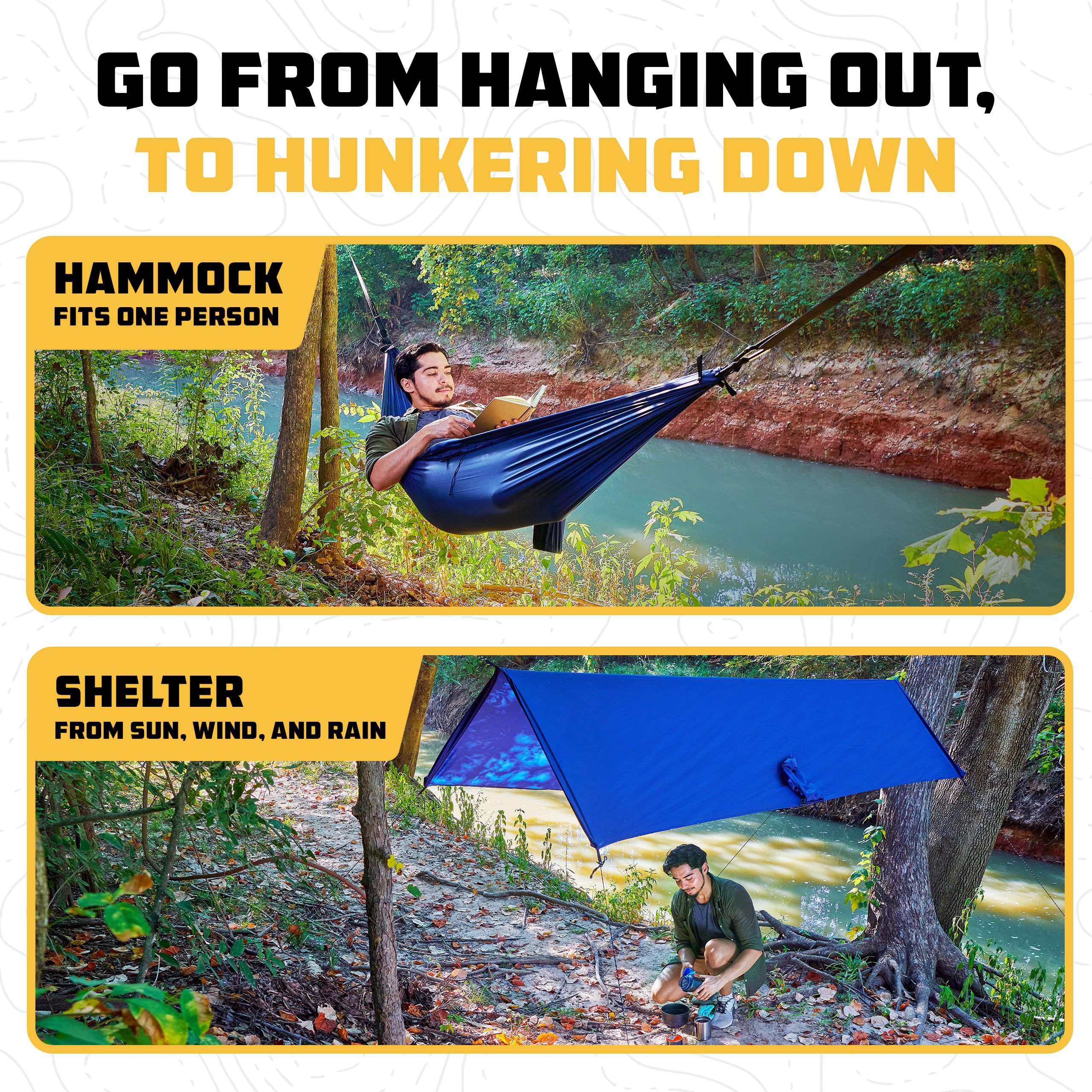 Close-up of the Wise Owl camping hammock carabiners and straps