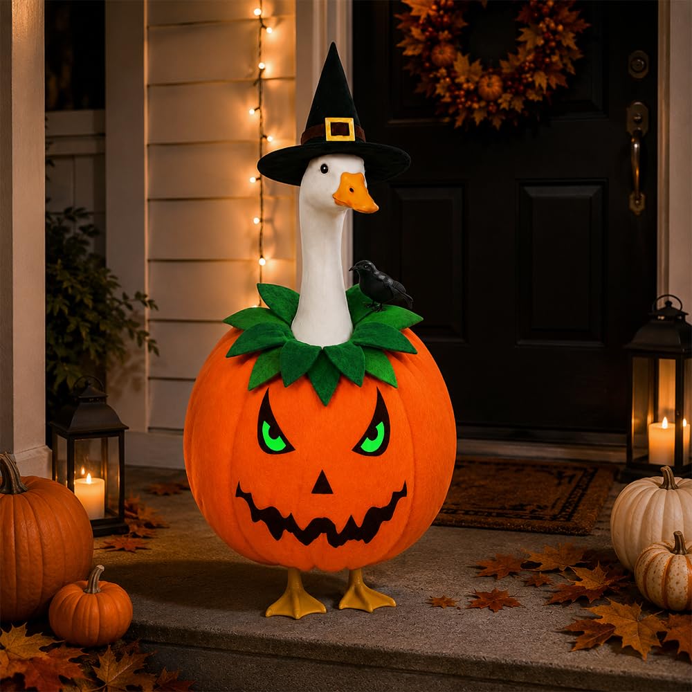 Close-up of the witch hat included in the Halloween goose outfit